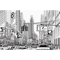 单色繁荣商业街景