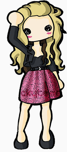 思考中的卡通少女