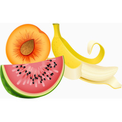 香蕉西瓜桃子PNG矢量素材