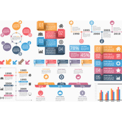 简约彩色PPT信息图表设计矢量素材