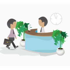 上班人员和前台接待矢量