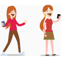 矢量拿手机的女孩