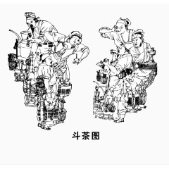 斗茶文化矢量素材