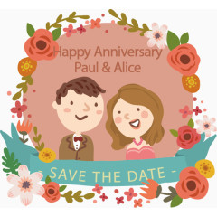 结婚纪念日邀请卡矢量素材