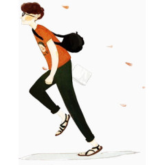 向前奔跑的男孩