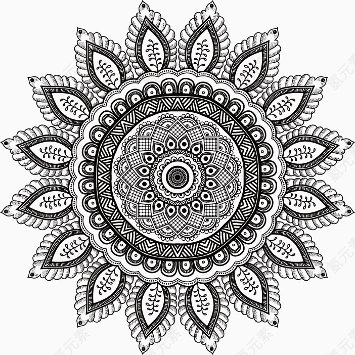 矢量手绘花纹图案