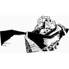 手绘长城烽火台