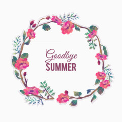告别夏季花环插画矢量素材