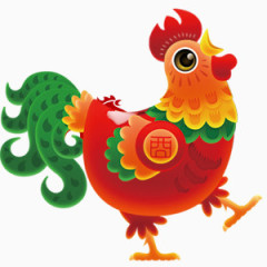 卡通创意彩色公鸡素材