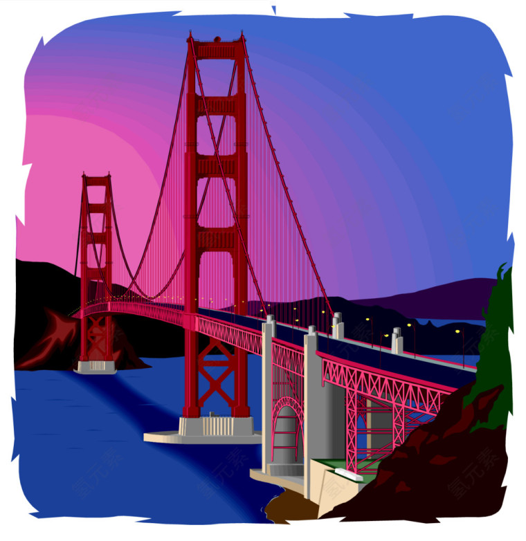 简单的简笔画横跨的桥面