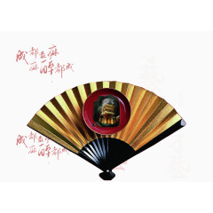有质感的金色折扇元素