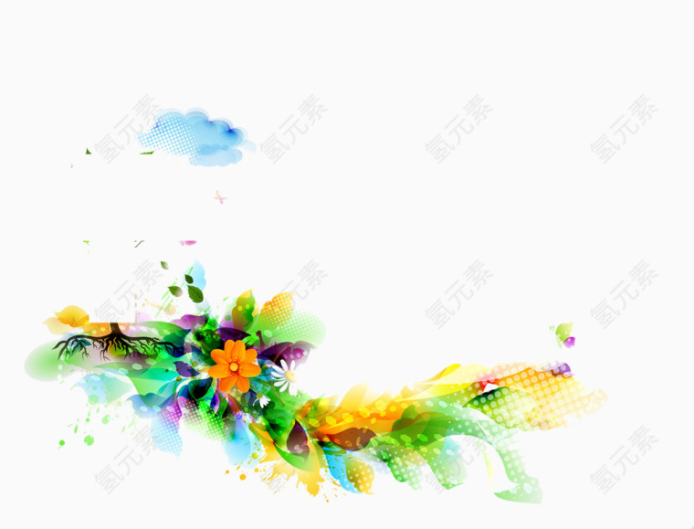 现代科技制作缤纷花卉矢量