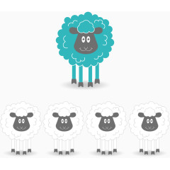 5款黑脸绵羊矢量素材