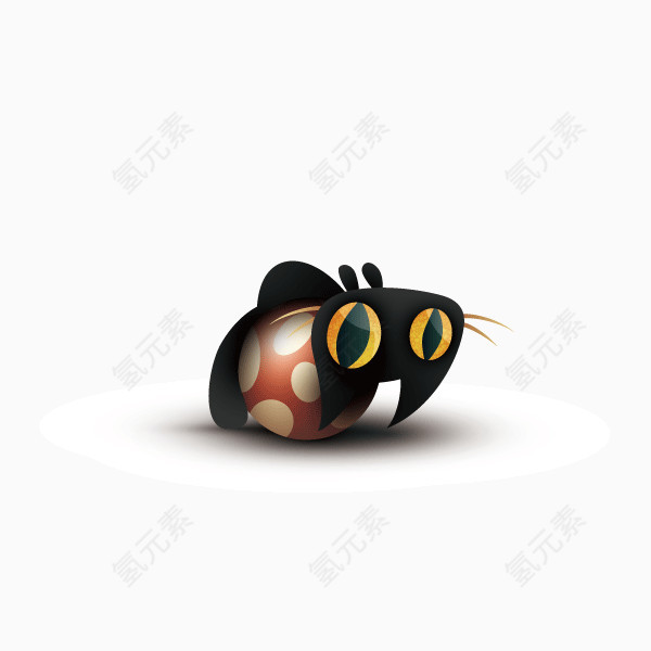 猫咪 大眼猫咪 黑色猫咪 圆球 装饰图案