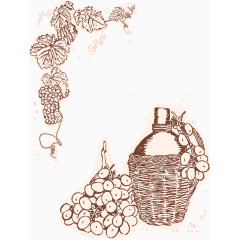 矢量手绘复古葡萄