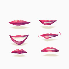 矢量手绘红唇