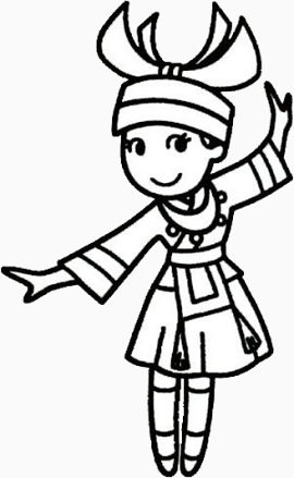 瑶族少女简笔画素材