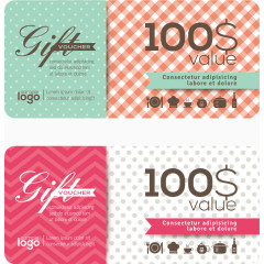 矢量粉色格子圆点抵用券