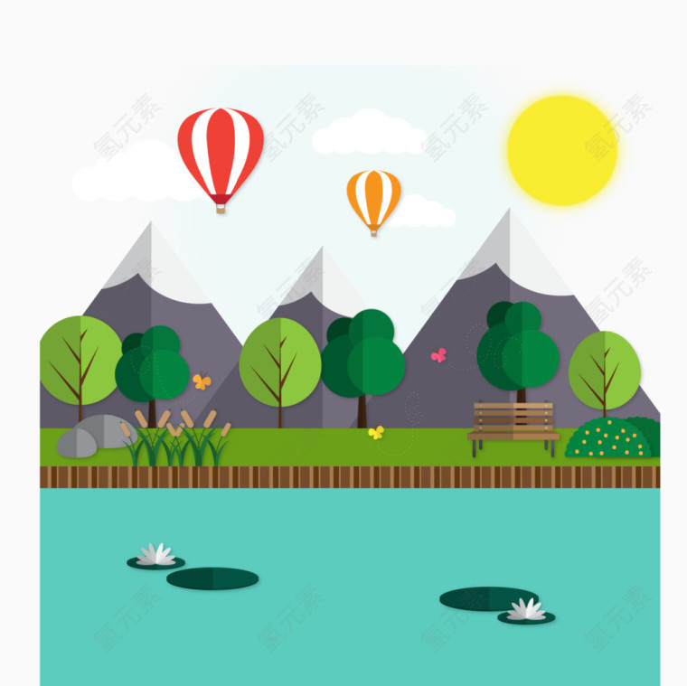 绿色郊外风景矢量素材