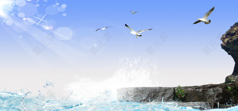 海边岩石背景模版