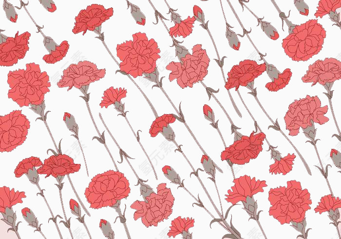 卡通红玫瑰花苞花蕾