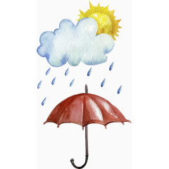 水彩绘雨伞矢量