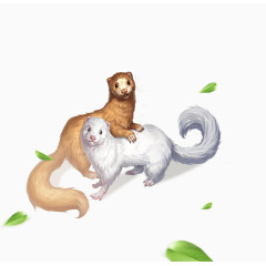 双色手绘可爱鼬鼠