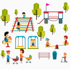 矢量孩子公园玩耍