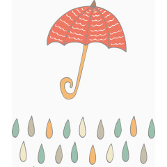 手绘雨伞雨滴