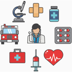 矢量手绘医疗相关图标