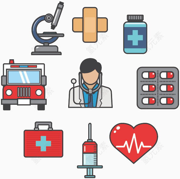 矢量手绘医疗相关图标
