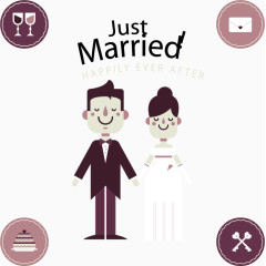幸福的新婚夫妇插画
