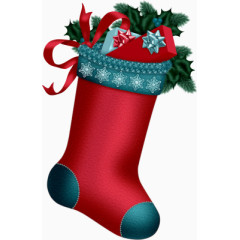 红色圣诞袜子蝴蝶结礼物