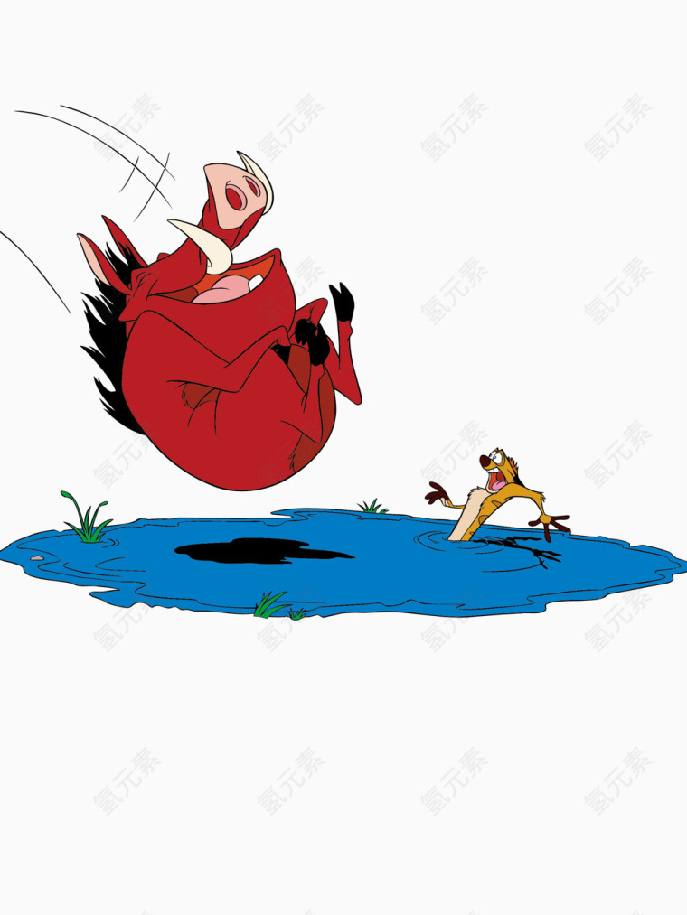 狮子王之野猪卡通插画矢量素材