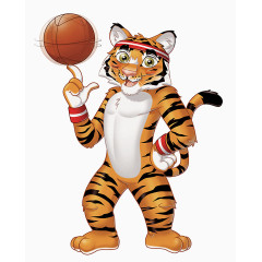 旋转篮球的健身老虎