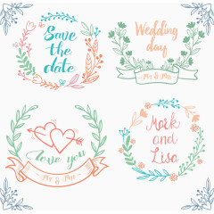 浪漫手绘婚礼装饰花边