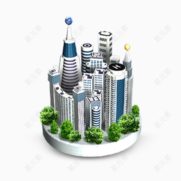 社区建筑绿化免抠素材