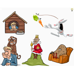 矢量卡通兔子和国王