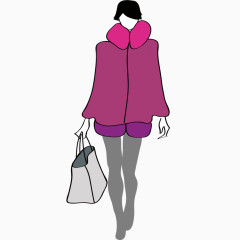 矢量冬季购物女性素材