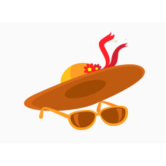 矢量彩色鲜艳旅行出游帽子眼镜