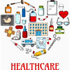 矢量爱心医疗用品