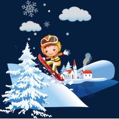 雪景滑雪冬季旅游素材