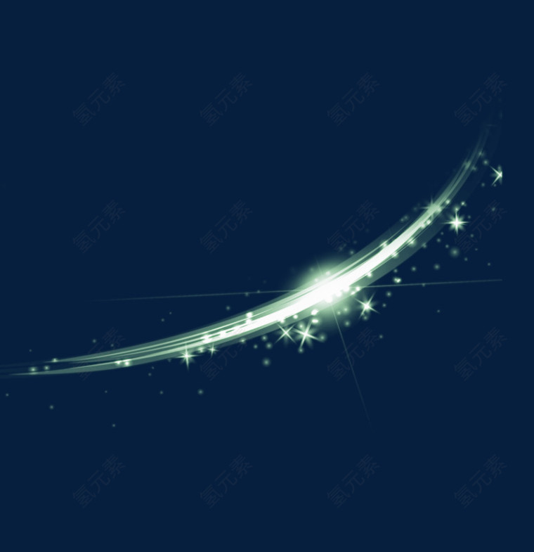 绿色曲线星光效果元素