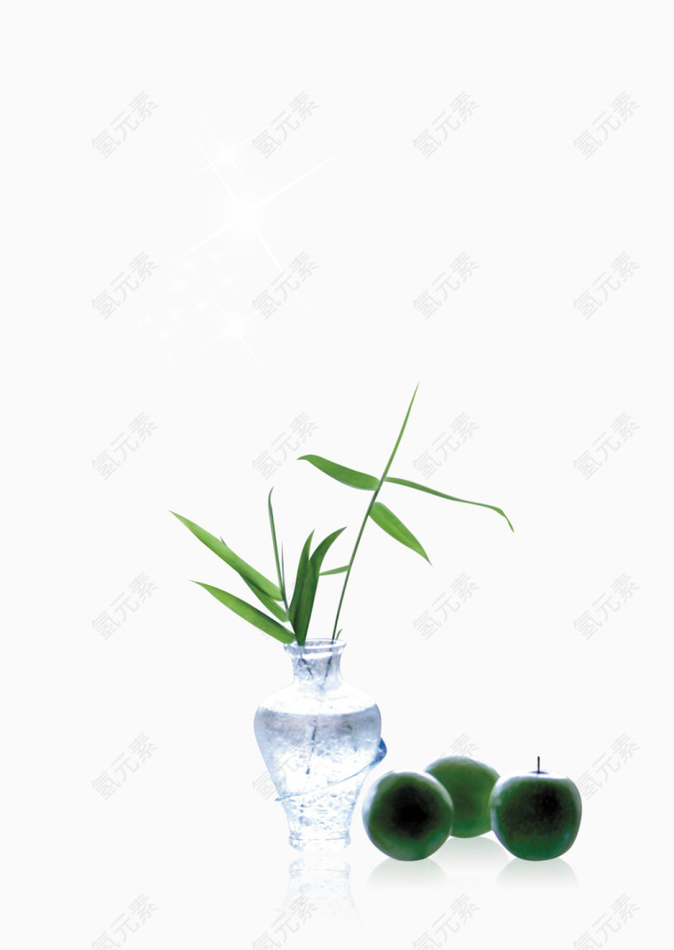 透明花瓶中的竹叶