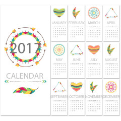 2017色彩图形日历矢量图