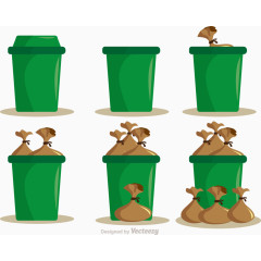 矢量图装满的垃圾桶