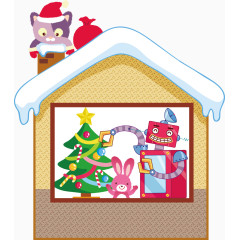 圣诞小屋动物矢量图