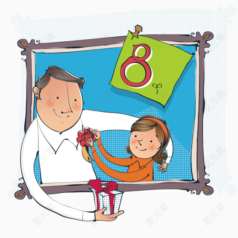 互送礼品的父女矢量