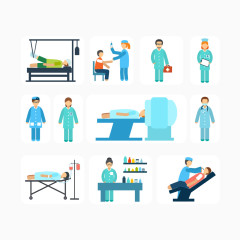 推车医疗标签矢量图