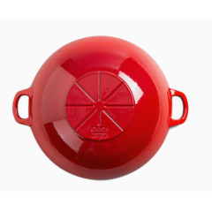 大红色汤锅底部特写